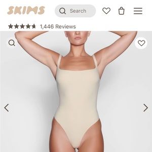 Skims Fits Everybody Square Neck Bodysuit in Sand